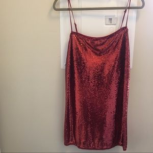 Free People Red Sequin Slip Dress
